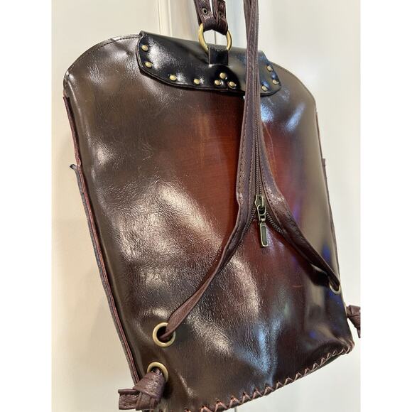 NEW Mexico Brown Turtle Embossed Tooled‎ Leather Women\'s Backpack 13” Purse main image 11